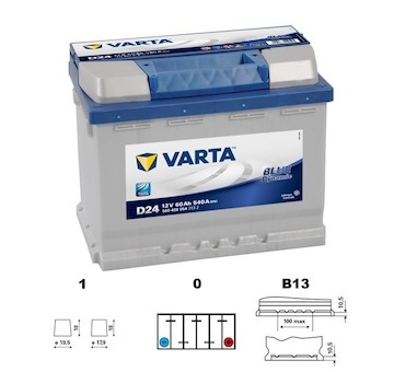 autobaterie VARTA  Blue dynamic            60Ah   12V   540A     242x175x190   