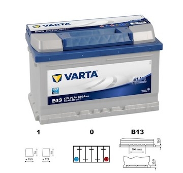 autobaterie VARTA  Blue dynamic            72Ah   12V   680A     278x175x175