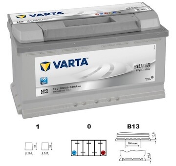 autobaterie VARTA  Silver dynamic         100Ah  12V   830A     353x175x190  