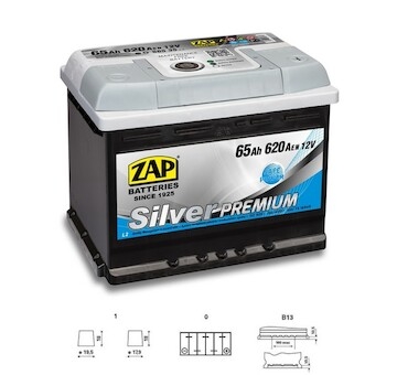 autobaterie  ZAP Silver Premium    65Ah  12V  620A     242x175x190
